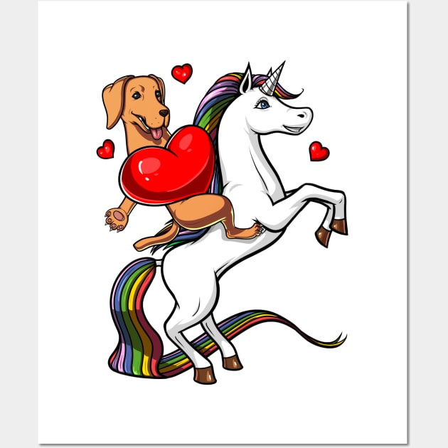 Labrador Retriever Dog Riding Unicorn Wall Art by underheaven